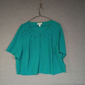 Dressbarn 20 Teal Pleated Dress Blouse